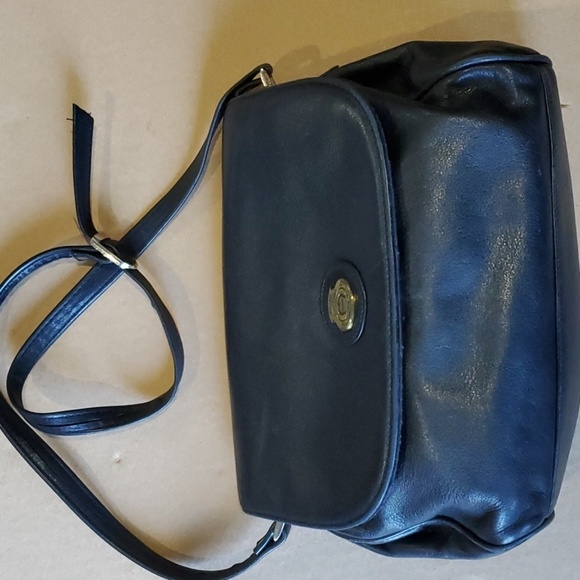 Etienne Aigner Vintage navy leather shoulder handbag 4 compartments - Picture 1 of 15